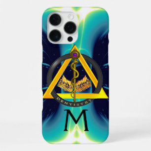 Coque iPhone 16 Pro Max Bâton d'Asclépios DENTISTE DENTISTERIE MONOGRAMME,
