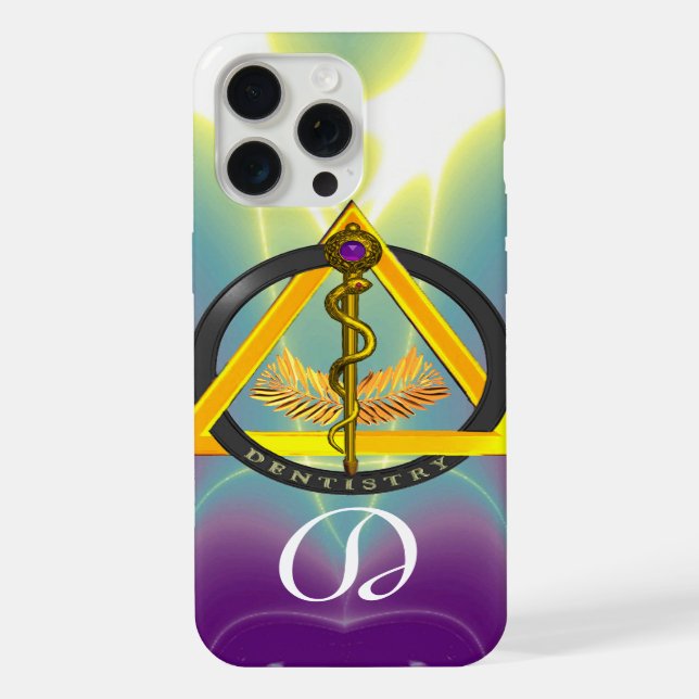 COQUE iPhone BÂTON D'ASCLEPIOS DENTISTE DENTISTERIE MONOGRAMME (Verso)