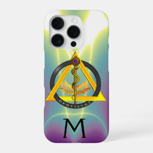 COQUE iPhone 16 PRO BÂTON D'ASCLEPIUS DENTISTE DENTISTERIE MONOGRAMME,