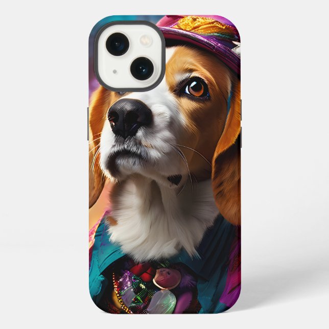 Coque iPhone Beagle dans un Casquette rose (Verso)