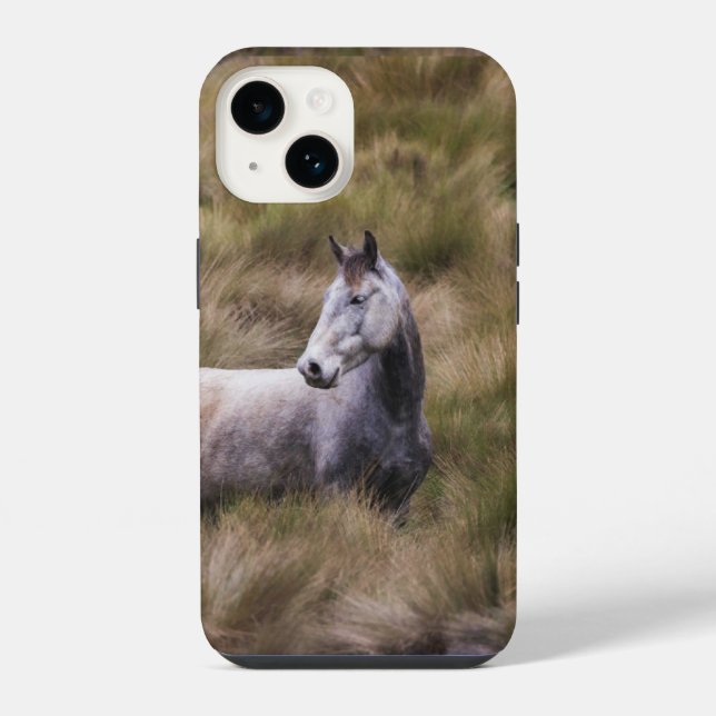Coque iPhone Beau cheval de couleur grise (Verso)