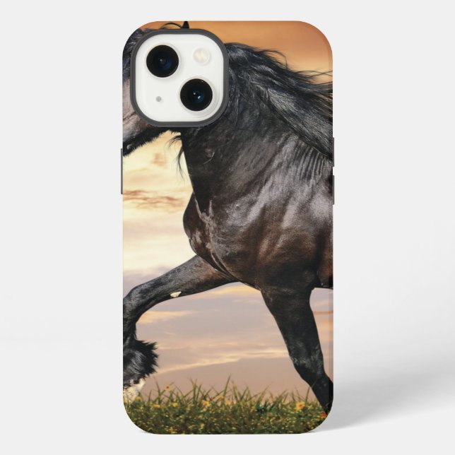Coque iPhone Beau Cheval Noir (Verso)