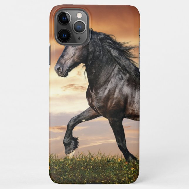 Coque iPhone Beau Cheval Noir (Dos)