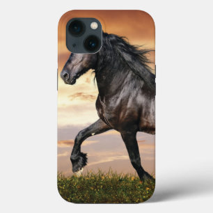 Etui iPhone 13 Beau Cheval Noir