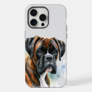 Coque iPhone 15 Pro Max Beau chien de boxe en aquarelle