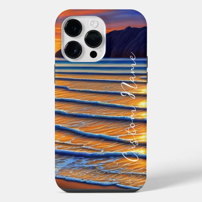 Coque iPhone Beau coucher de soleil sur la plage (Verso)