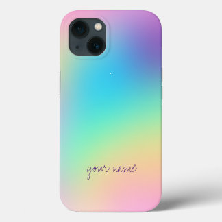 Etui iPhone 13 Beau dégradé Pastel Personnalisé Arc-en-ciel
