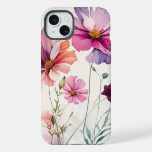 Coque iPhone 15 Plus Beau Jardin De Fleurs De Cosmos Floral Amusant