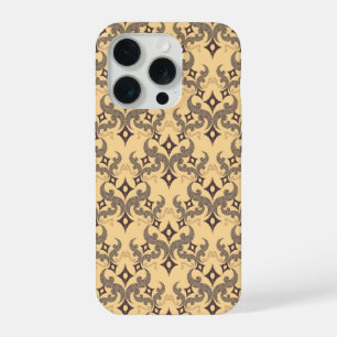 Coque iPhone 15 Pro Beau motif ethnique de Damas pointillisme