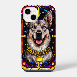 Coque Pour iPhone 14 Beau portrait de chien dans une œuvre d'art en ver