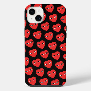 Beaucoup de cœurs rouges mignons avec des yeux