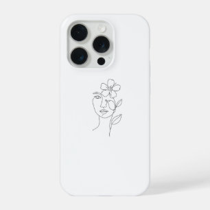 Coque iPhone 15 Pro : Beauté Éthérée : Portrait Féminin en Une Ligne