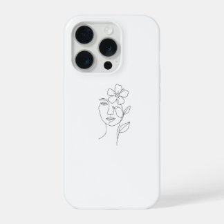 Coque iPhone 15 Pro : Beauté Éthérée : Portrait Féminin en Une Ligne