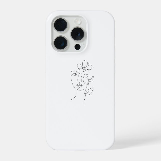 Coque iPhone : Beauté Éthérée : Portrait Féminin en Une Ligne  (Verso)