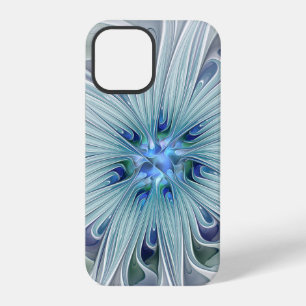 Coque iPhone 12 Pro Beauté florale Abstrait Moderne Fleur Pastel Bleu