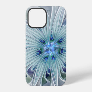 Coque iPhone 12 Pro Beauté florale Abstrait Moderne Fleur pastel bleu