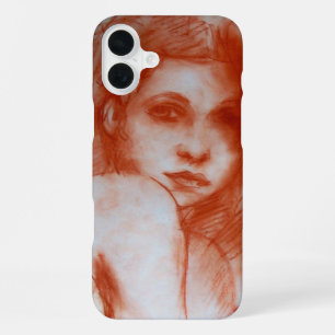 Coque iPhone 16 Plus BEAUTÉ ROMANTIQUE / Portrait de femme en brun sépi