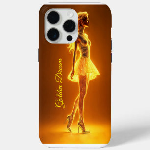 Coque iPhone 15 Pro Max Beauté scintillante dans l'art de la robe dorée st