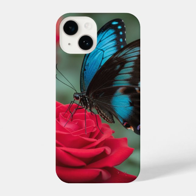 Coque iPhone Beautiful Butterfly Red Rose - (Verso)
