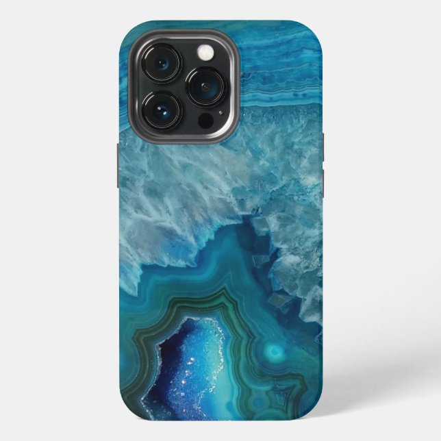 Coque iPhone Beautiful Teal Blue Agate Stone OtterBox iPhone Ca (Dos)