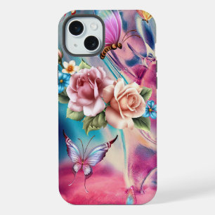 Coque iPhone 15 Plus Beaux Roses et papillons