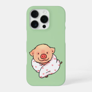 Coque iPhone 16 Pro Bébé Cochon Mignon Enveloppé dans une Couverture