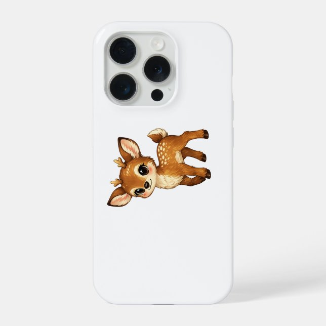 Coque iPhone Bébé Faon Mignon Dessin Animé Illustration de Cerf (Verso)