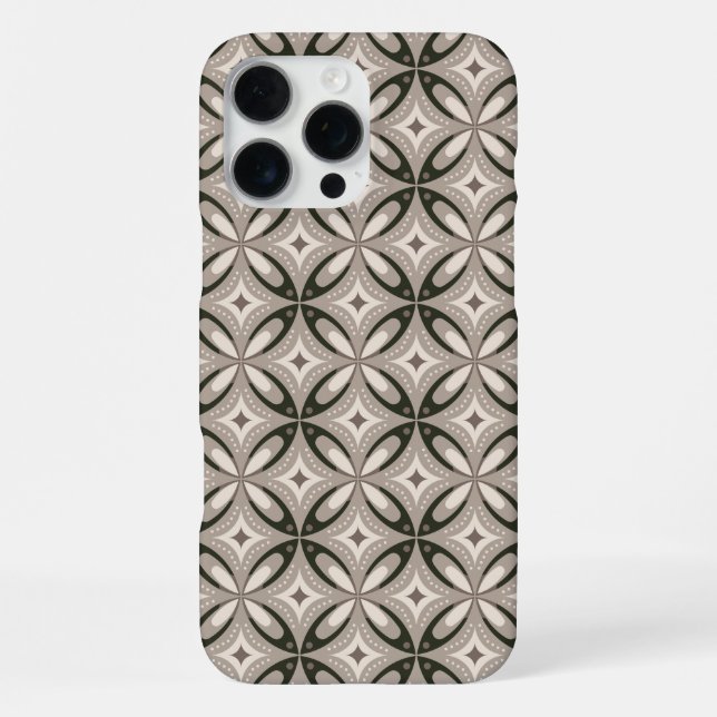 Coque iPhone Beige and Brown Retro circular shapes (Verso)