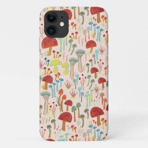 Coque iphone beige de la forêt de champignons