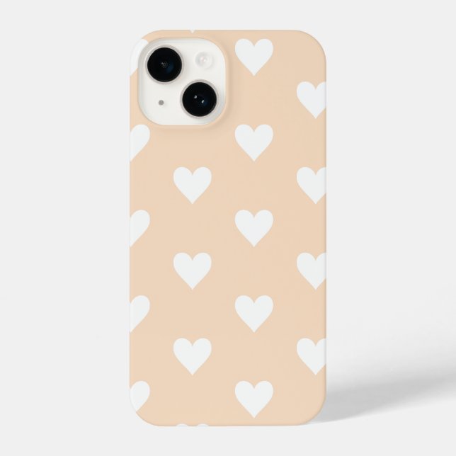 Coque iPhone Beige Motif du Coeur mignon (Verso)