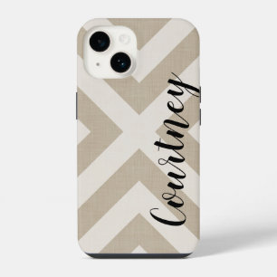 Coque Pour iPhone 14 Beige rustique X Chevron Monogramme