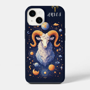 Coque Pour iPhone 14 Bélier majestueux entouré d'objets célestes
