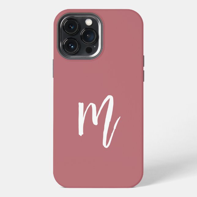 Coque iPhone Belle bordeaux clair avec texte élégant Initiale (Verso)