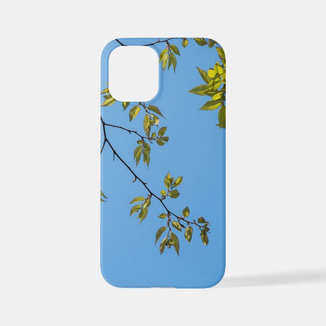 Coque iPhone belle branche avec serrure feuille verte et jaune (Verso)