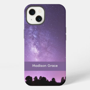 Etui iPhone 13 Belle et sereine nuit violette étoilée