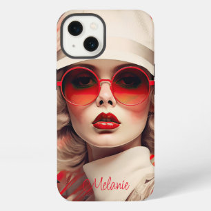 Etui iPhone 13 Belle femme parisienne en lunettes de soleil et ch
