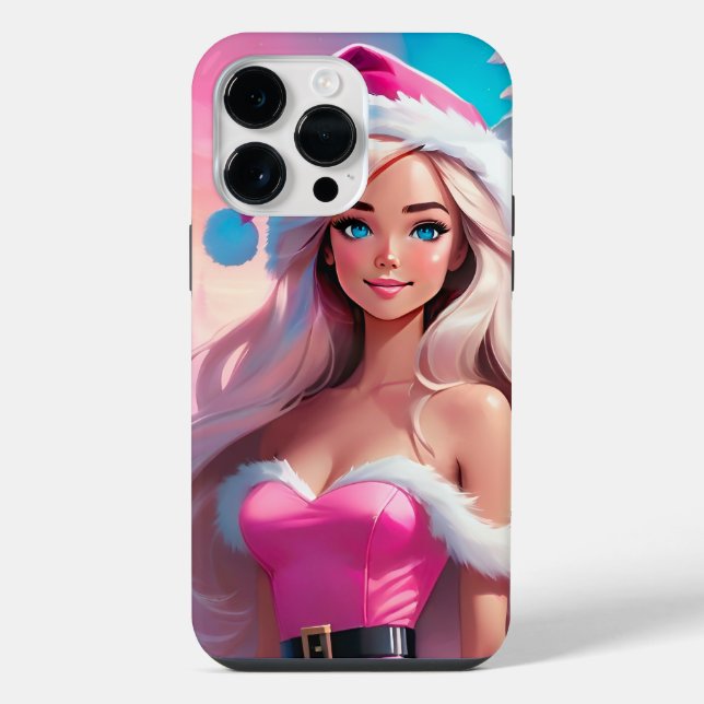 Coque iPhone Belle Fille de Noël Rose 01 (Verso)