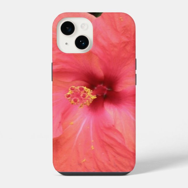 Coque iPhone Belle Fleur d'Hibiscus Orange (Verso)