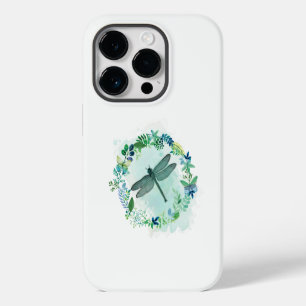 Coque Pour iPhone 14 Plus Belle Libellule Avec Bordure Florale