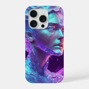 Coque iPhone 15 Pro Belle œuvre d'art IA, jolie femme de glace comme V