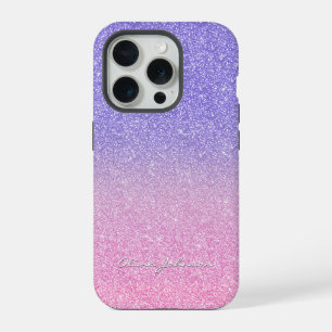 Coque iPhone 15 Pro Belle ombre scintillante rose violet