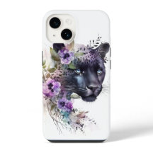 Belle Panthère Florale Purple Aquarelle