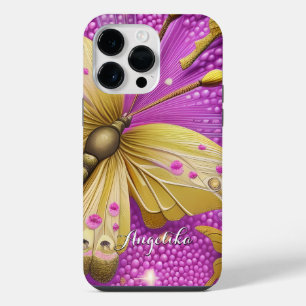 Coque Pour Pour iPhone 14 Pro Max Belle papillon aquarelle dorée personnalisée