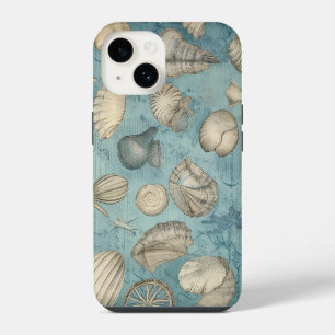 Coque Pour iPhone 14 Belles Coquilles Marines Vintage Bleu