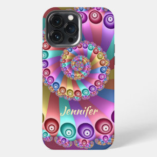 Etui iPhone 13 Pro Max Belles couleurs de arc-en-ciel Art fractal abstrai