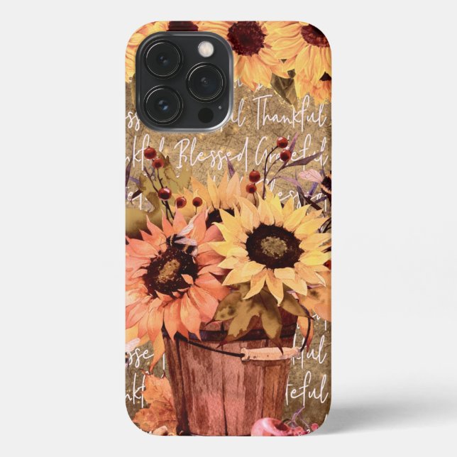 Coque iPhone Bénédiction de tournesol Gratitude Thanksgiving (Verso)