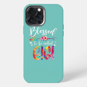 Etui iPhone 13 Pro Max Bénie d'être appelée maman Gigi floral tie-dye