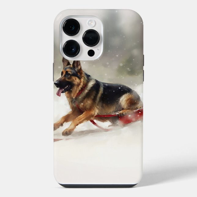 Coque iPhone Berger allemand neige de Noël hiver (Verso)