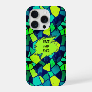 Coque iPhone 15 Pro Best Dad Ever Geometric