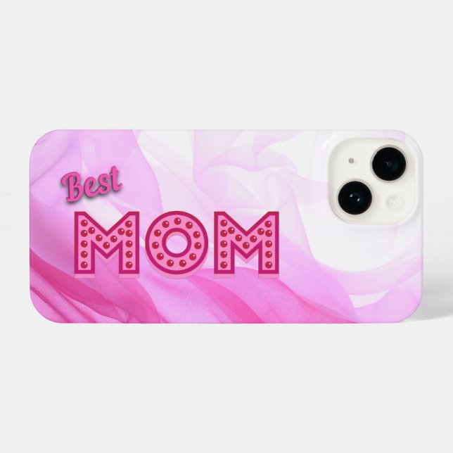 Coque iPhone Best Mom Ever girly rose chiffon élégant moderne (Verso Horizontal)